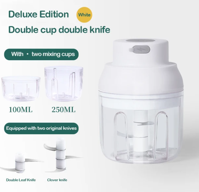 Mini Electric Garlic Chopper Multi-function Food Chopper USB Charging Wireless Garlic Grinder Mincer Cutter for Chopping Vegetables Fruits Onions Garlics Salad Boneless Meat