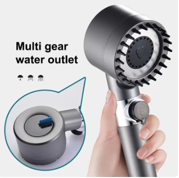 High Pressure Shower Head 3 Modes Adjustable Water Saving Shower