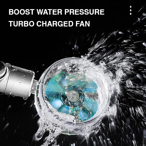 Propeller Shower Head Rainfall High Pressure Water Saving Showerhead with Fan Built-in Turbo Filter