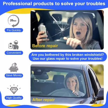 Car Windshield Repair Kit - Windshield Chip Repair Kit with Windshield Repair Resin for Fix Auto Glass Windshield