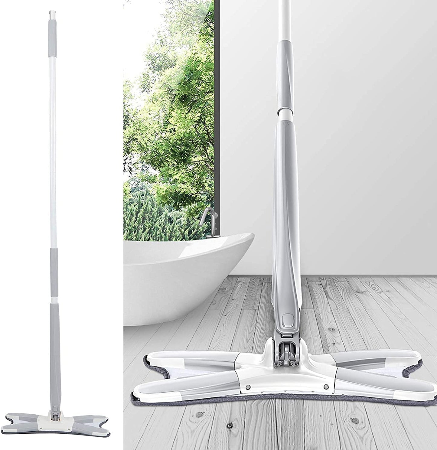 X-type Flat Floor Mop With Replace Cloth Heads 360 Degree Squeeze Mop Hand-free Wash Household Lazy Mop Home Cleaning Tool