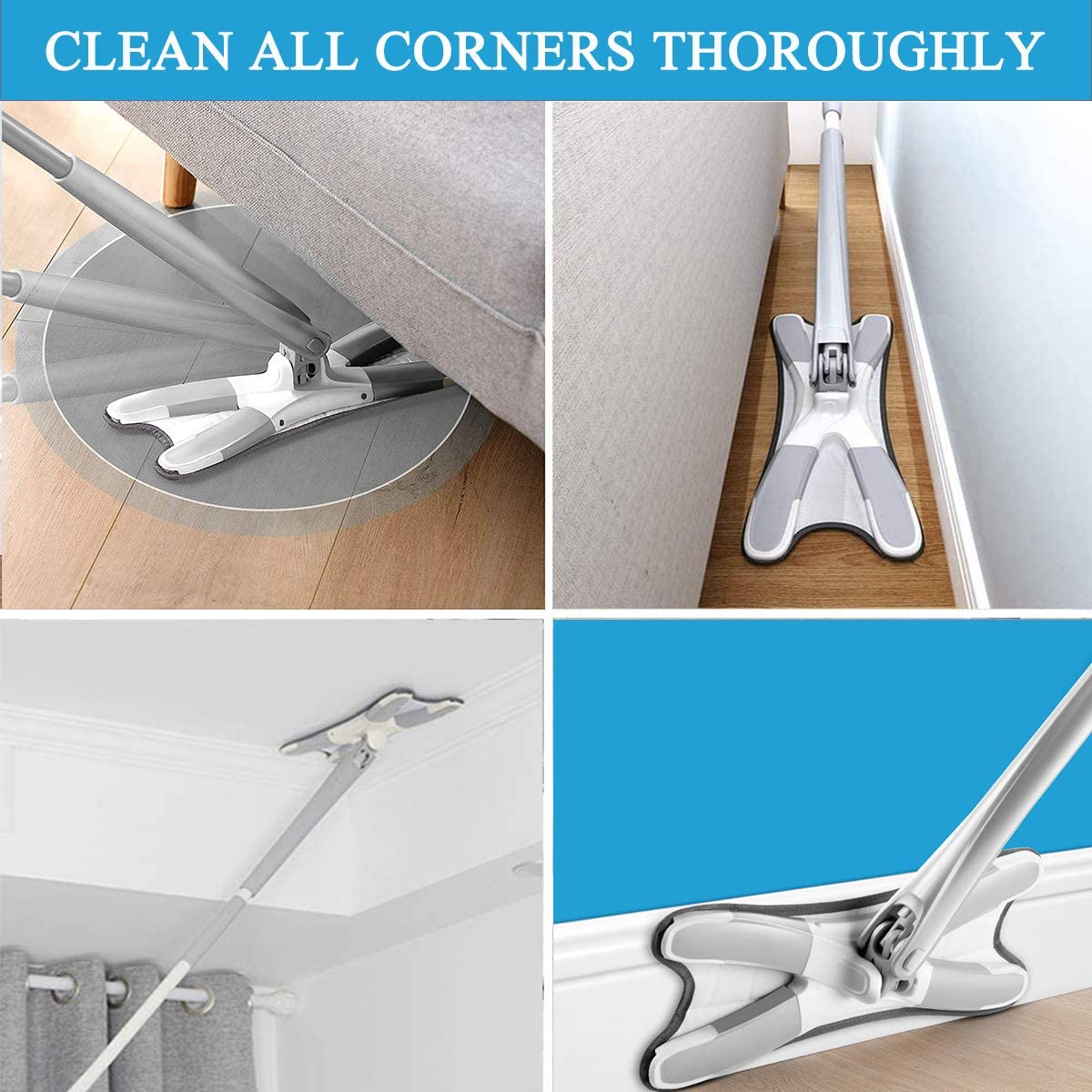 X-type Flat Floor Mop With Replace Cloth Heads 360 Degree Squeeze Mop Hand-free Wash Household Lazy Mop Home Cleaning Tool