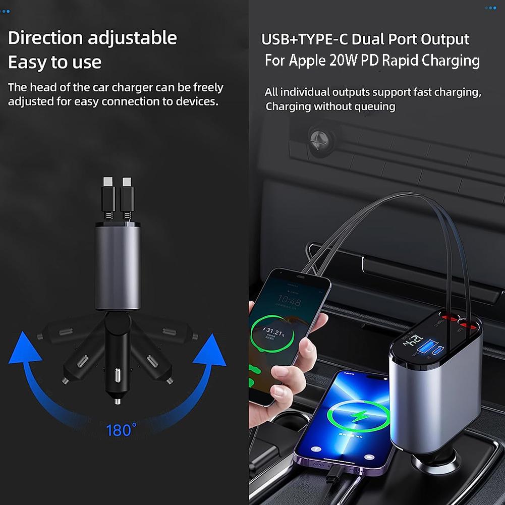 READYTECH™ 4-IN-1 Retractable Car Charger