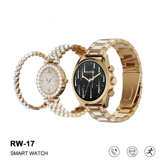 Haino Teko RW17 Gift Set For Ladies [ Smart Watch + Analogue Wrist Watch + Bracelet ]