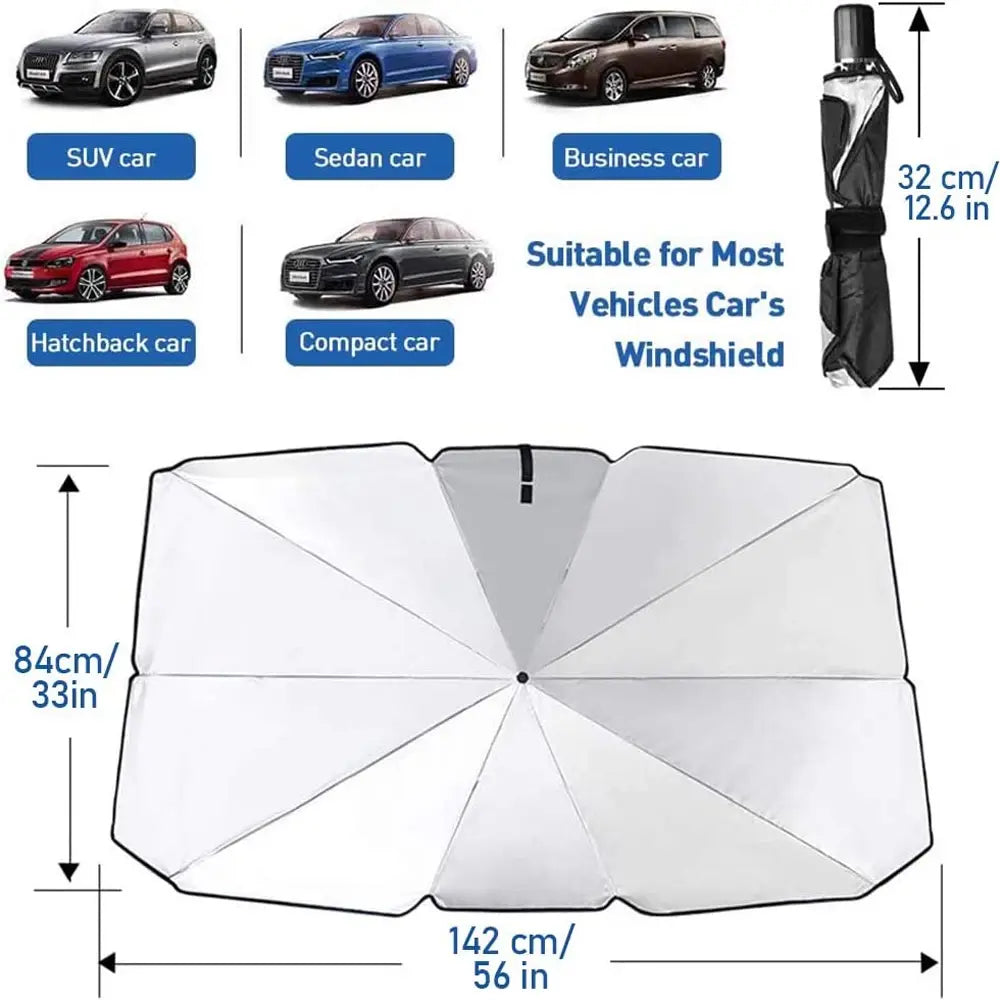 Car Windshield Sun Shade Umbrella (With Cover)