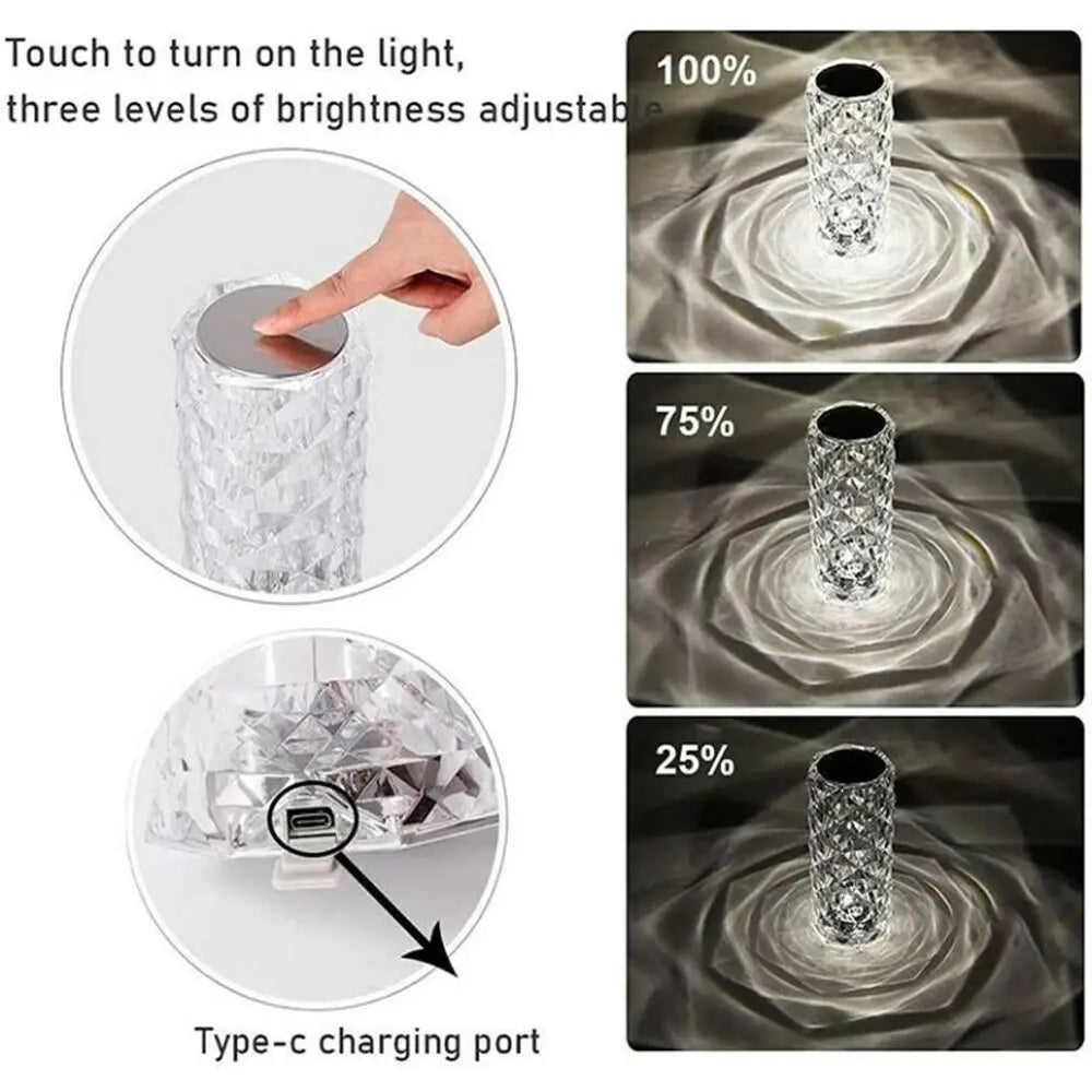 Sparkly Lamp - Crystal Lamp 16 Color Changing RGB Night Light Touch Lamp