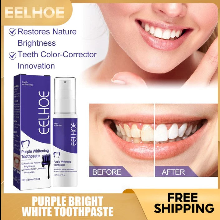EELHOE Purple Bright-white Toothpaste Tooth Cleaning And Care Oral Cleaning Whitening