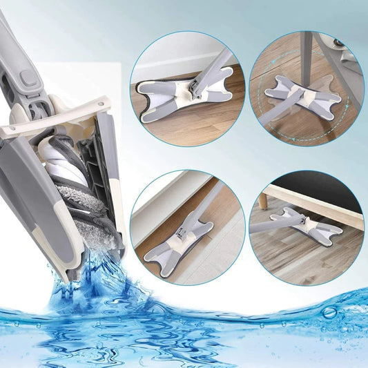 X-type Flat Floor Mop With Replace Cloth Heads 360 Degree Squeeze Mop Hand-free Wash Household Lazy Mop Home Cleaning Tool