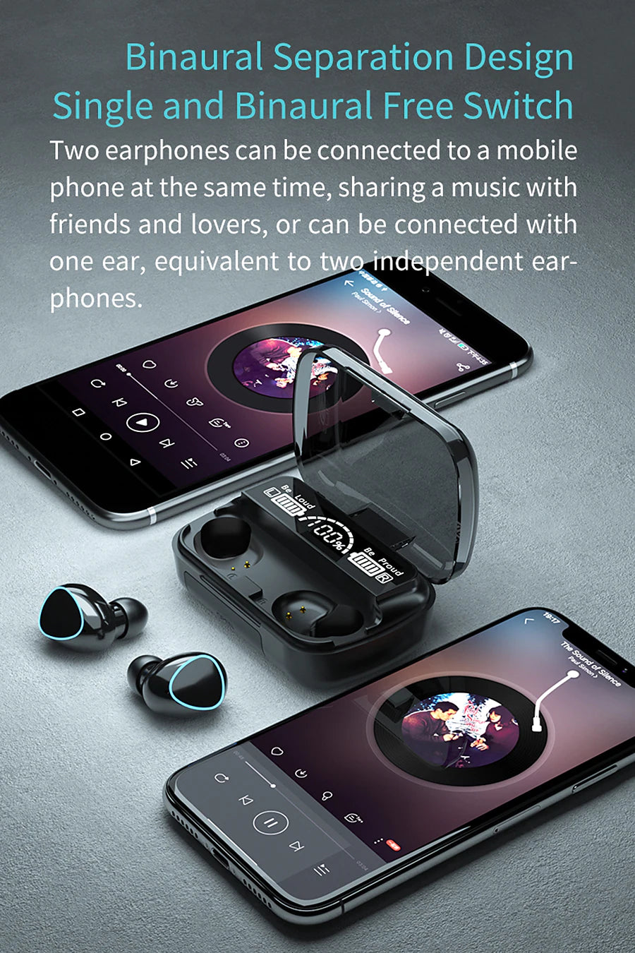 M10 Waterproof TWS Bluetooth 5.1 Earphones Charging Box